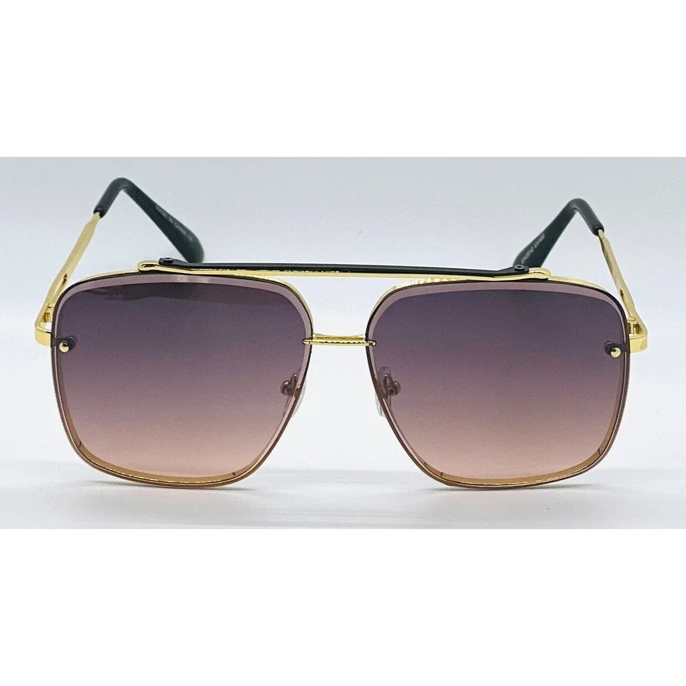 Sunglasses Square Gold Frame Flat Top Bar Driving Outdoor Women Retro Lentes New